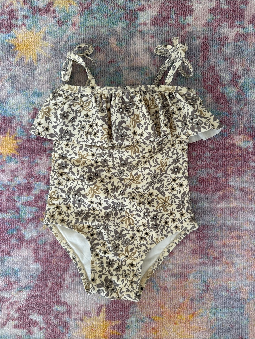 Rylee + Cru Cream Floral Ruffle One-Piece 6-12 mos